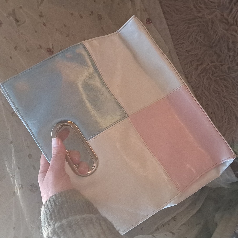 Mod 60s Style Pastel Pearl Color Block Handbag